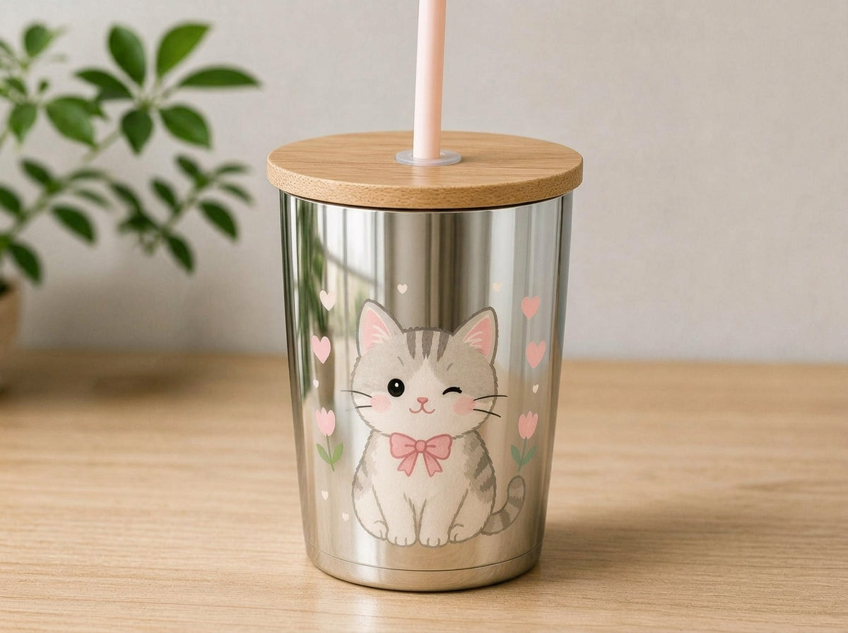 Cat Illustration Stainless Steel Tumbler
